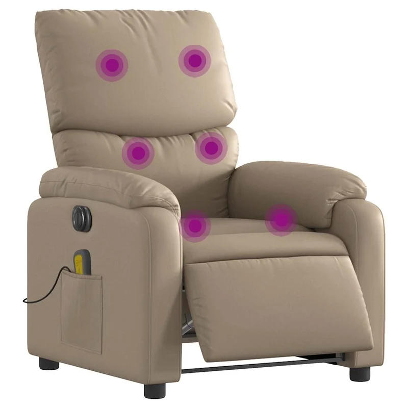 Fauteuil de relaxation TV fonction massage inclinable électrique 6 points de massage en PVC cappuccino DEC027134