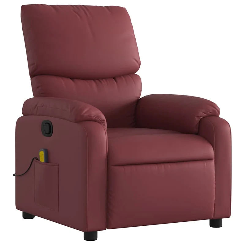 Fauteuil de relaxation TV fonction massage inclinable 6 points de massage en PVC rouge bordeaux DEC027078