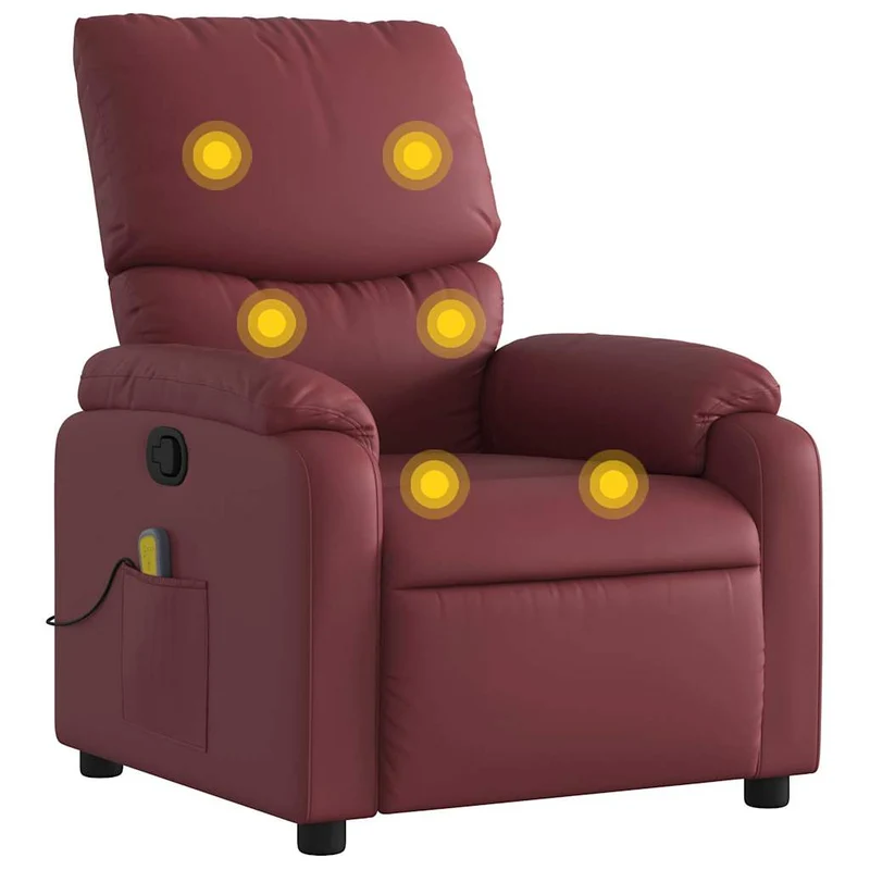 Fauteuil de relaxation TV fonction massage inclinable 6 points de massage en PVC rouge bordeaux DEC027078