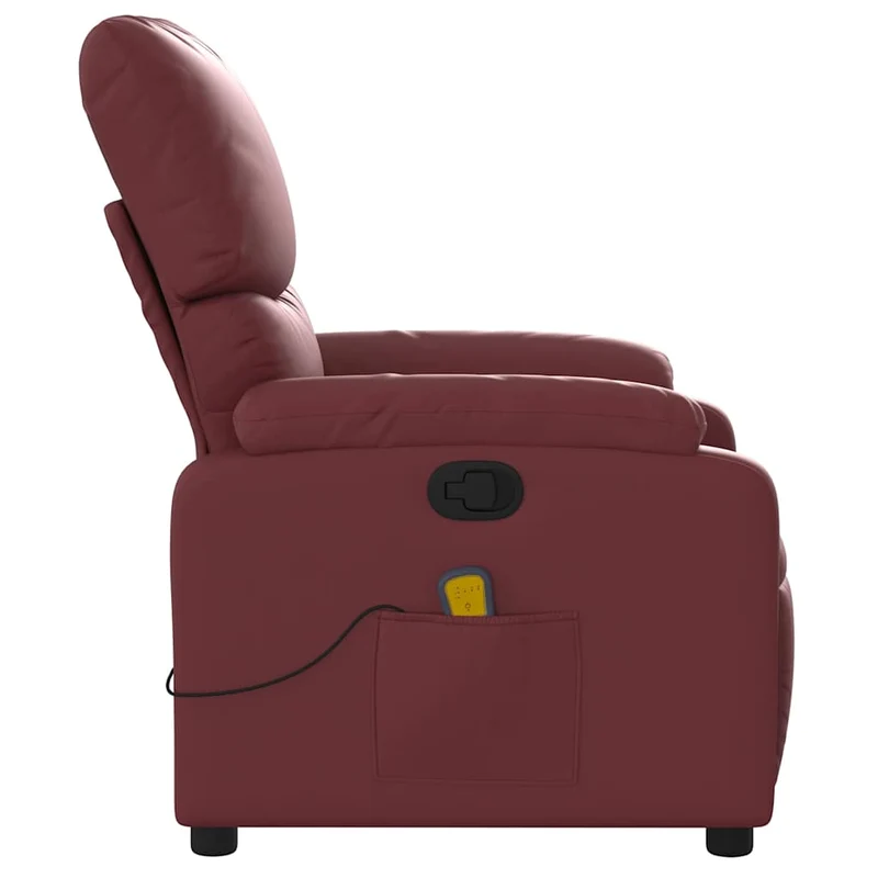 Fauteuil de relaxation TV fonction massage inclinable 6 points de massage en PVC rouge bordeaux DEC027078