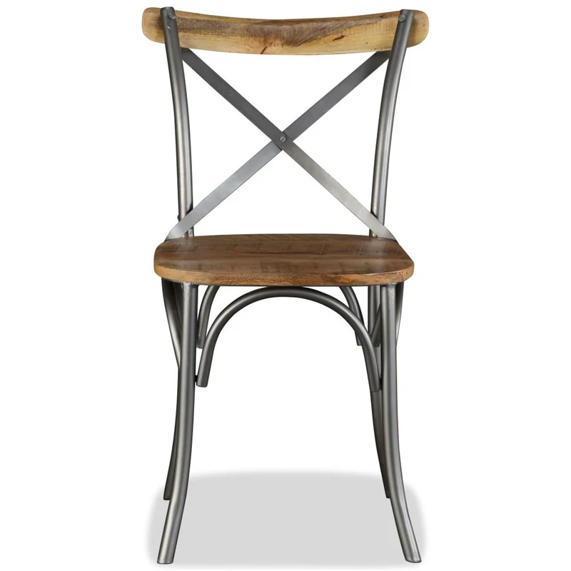 Lot de 6 chaises de salle à manger cuisine design industriel bois de manguier massif et acier CDS022103