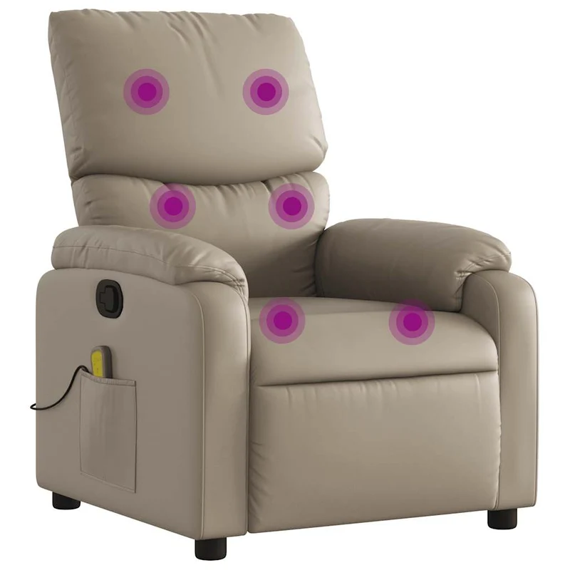 Fauteuil de relaxation TV fonction massage inclinable en PVC couleur cappuccino DEC026873