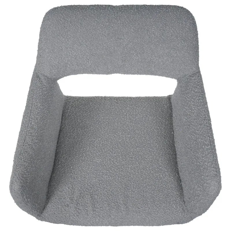 Chaise de salle à manger avec accoudoirs style moderne en tissu bouclé gris et pieds en bois de hêtre 04_0009859