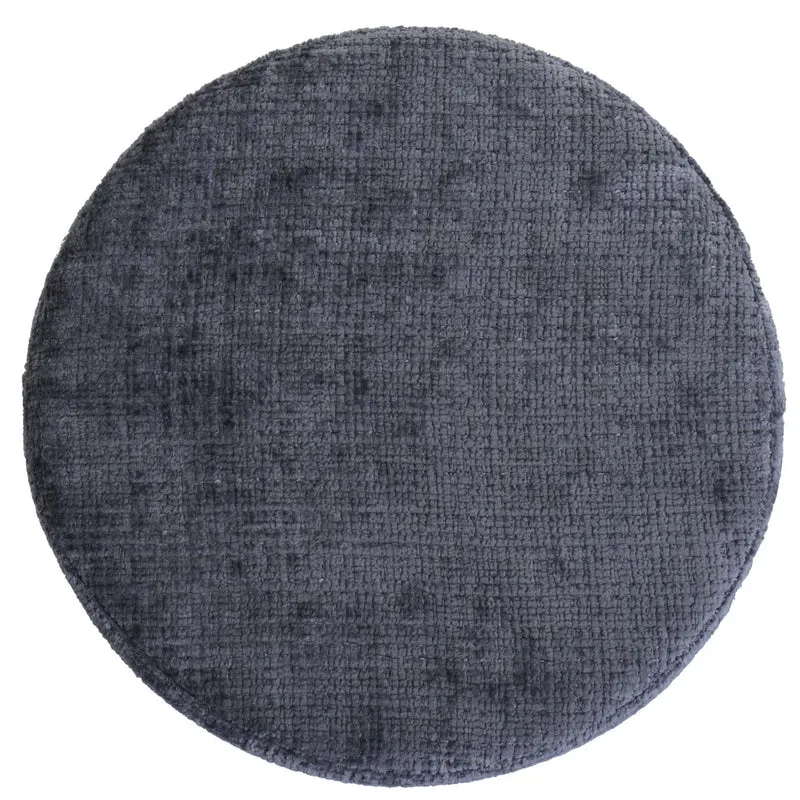 Tabouret réglable pivotant 360° style moderne hauteur réglable Ø 37 cm en tissu chenille bleu base acier noir 04_0009951