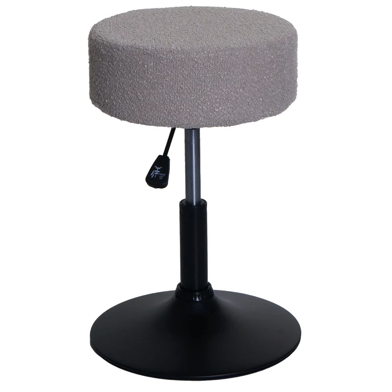 Tabouret de maquillage réglable moderne 37 x 37 x 57 cm confortable et élégant en tissu bouclé taupe 04_0009938