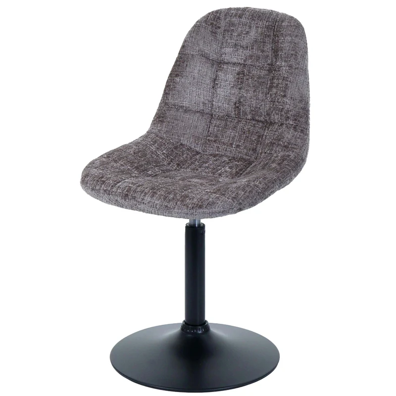 Chaise de salle à manger pivotante 360° en tissu chenille marron pied acier noir mat 04_0009896
