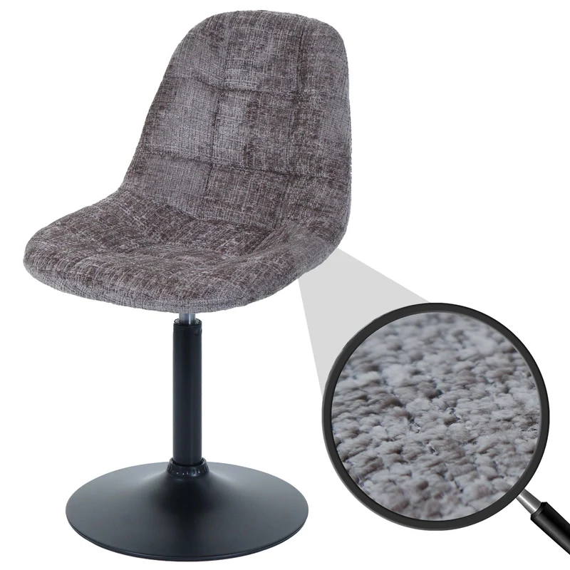 Chaise de salle à manger pivotante 360° en tissu chenille marron pied acier noir mat 04_0009896