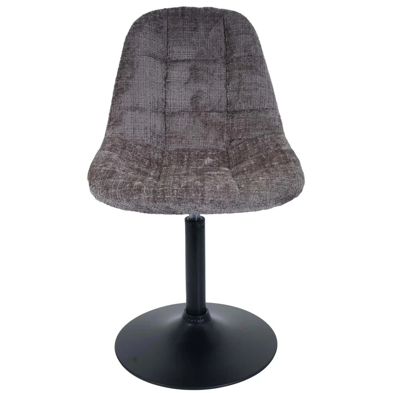 Chaise de salle à manger pivotante 360° en tissu chenille marron pied acier noir mat 04_0009896