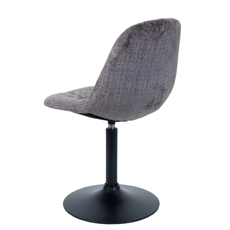 Chaise de salle à manger pivotante 360° en tissu chenille marron pied acier noir mat 04_0009896