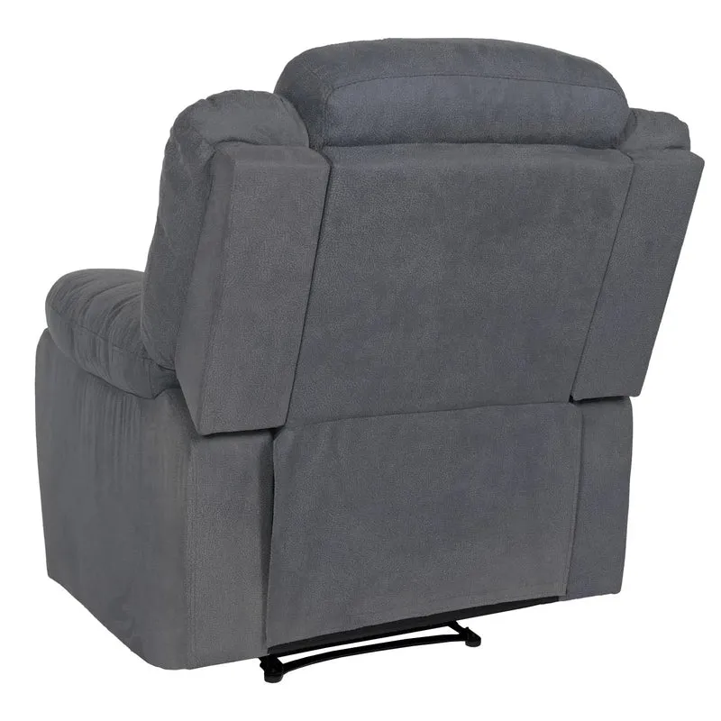 Fauteuil relax TV rembourrage extra épais dossier inclinable avec repose-pieds tissu effet daim gris bleu structure en bois 04_0010133