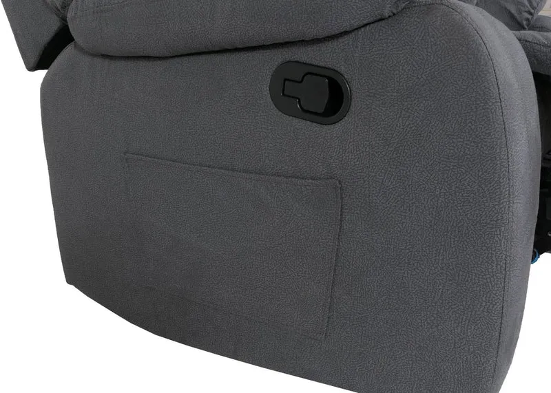 Fauteuil relax TV rembourrage extra épais dossier inclinable avec repose-pieds tissu effet daim gris bleu structure en bois 04_0010133