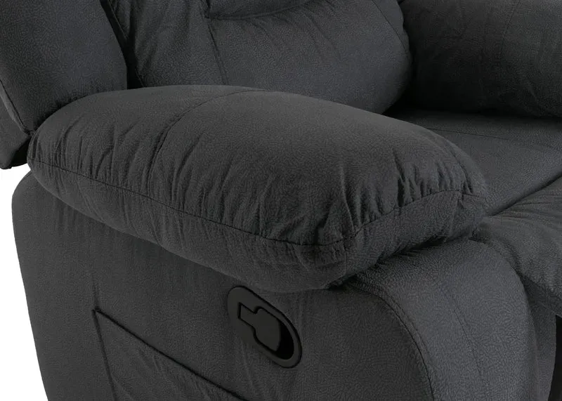 Fauteuil relax TV rembourrage extra épais dossier inclinable avec repose-pieds tissu effet daim gris bleu structure en bois 04_0010133