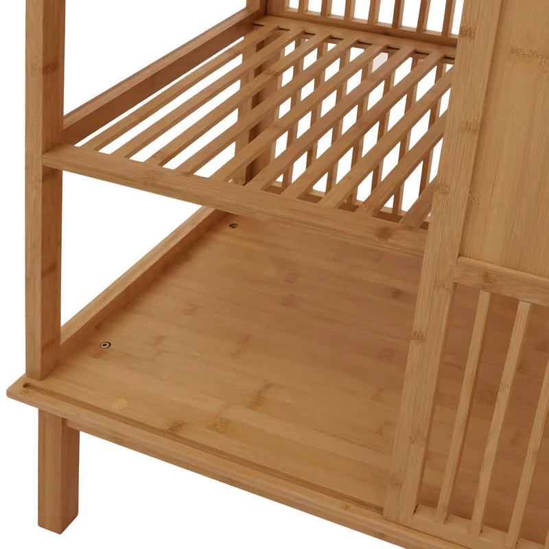Étagère sur pied en bambou style intemporel 115x80x45 cm avec porte coulissante 3 étagères bambou verni 04_0009777