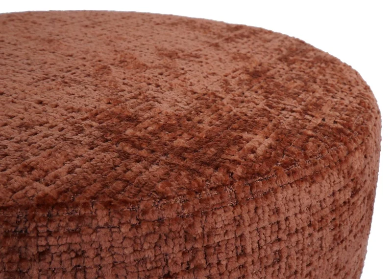 Tabouret réglable pivotant 360° style moderne hauteur réglable Ø 37 cm en tissu chenille terracotta base acier noir 04_0009952