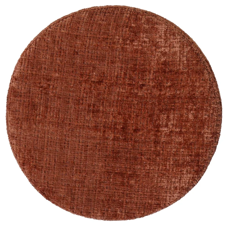 Tabouret réglable pivotant 360° style moderne hauteur réglable Ø 37 cm en tissu chenille terracotta base acier noir 04_0009952