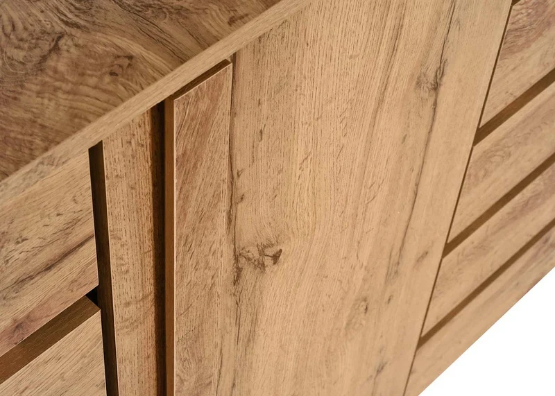 Buffet 3 portes 8 compartiments de rangement design palette moderne 88x120x34 cm couleur naturelle 04_0010157