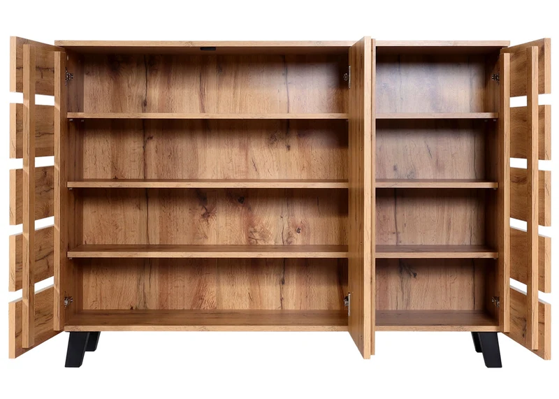 Buffet 3 portes 8 compartiments de rangement design palette moderne 88x120x34 cm couleur naturelle 04_0010157
