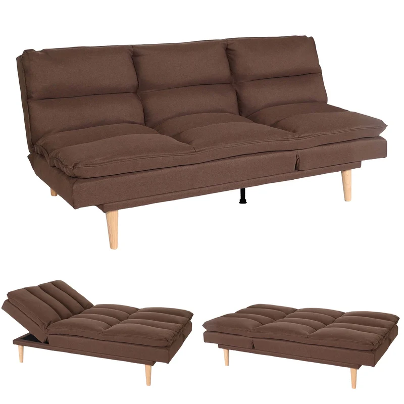 Canapé convertible 180 cm en tissu marron fonction lit 180x110 cm dossier réglable style moderne 04_0010154