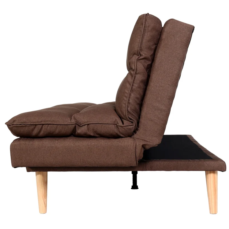 Canapé convertible 180 cm en tissu marron fonction lit 180x110 cm dossier réglable style moderne 04_0010154