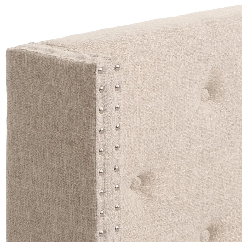 Lit rembourré 180x200 cm en tissu crème-beige avec sommier à lattes structure en bois massif tête de lit capitonnée style classique 04_0010071