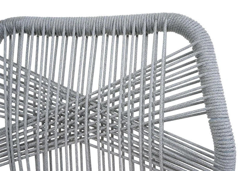 Lot de 2 tabourets de bar style moderne intérieur et extérieur en métal gris et tressage corde coussins gris clair 04_0009635