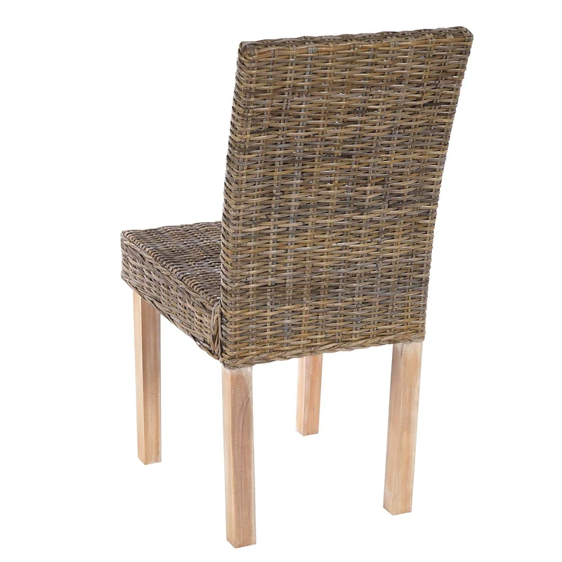 Lot de 4 chaises de salle à manger en kubu-rattan naturel gris pieds en bois massif style naturel et rustique 04_0011438