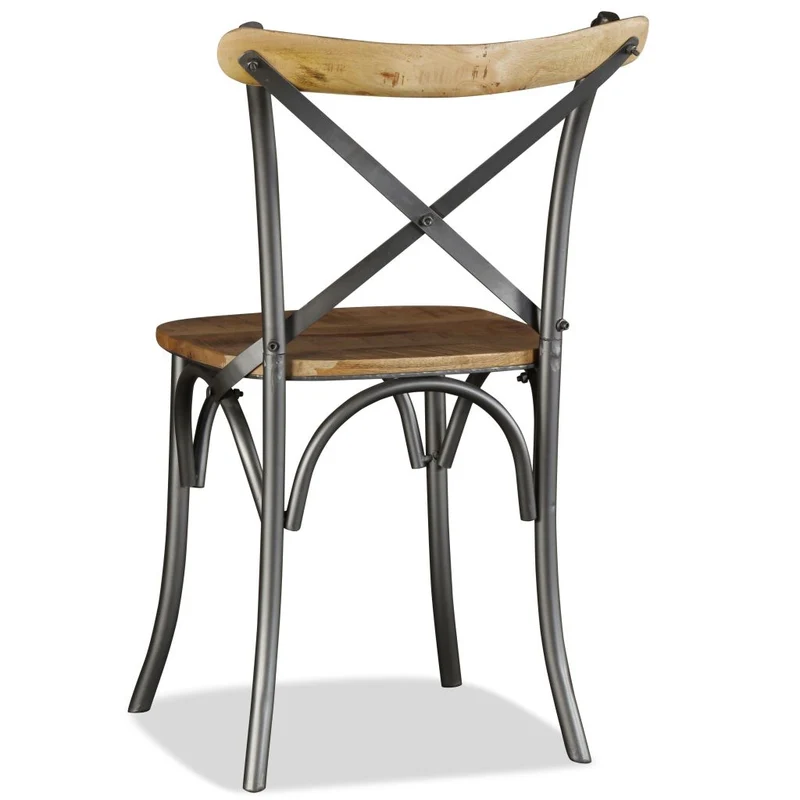 Lot de 4 chaises de salle à manger cuisine design industriel bois de manguier massif et acier CDS021180