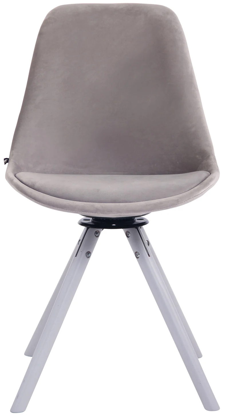 Chaise de salle à manger x1 chaise visiteur assise pivotant à 360° en velours gris piètement en bois ronde blanc 10_0007721