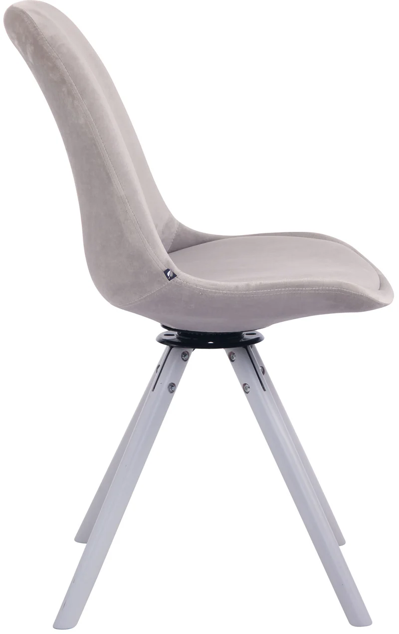 Chaise de salle à manger x1 chaise visiteur assise pivotant à 360° en velours gris piètement en bois ronde blanc 10_0007721