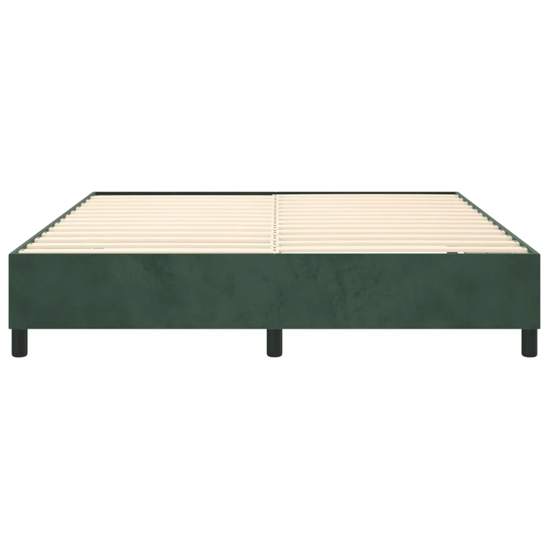 Sommier à lattes sur pieds cadre de lit 200x200 cm tissu velours vert foncé TDL0206879