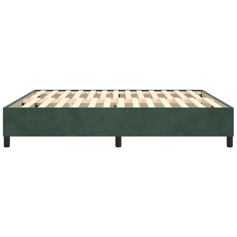 Sommier à lattes sur pieds cadre de lit 200x200 cm tissu velours vert foncé TDL0206879