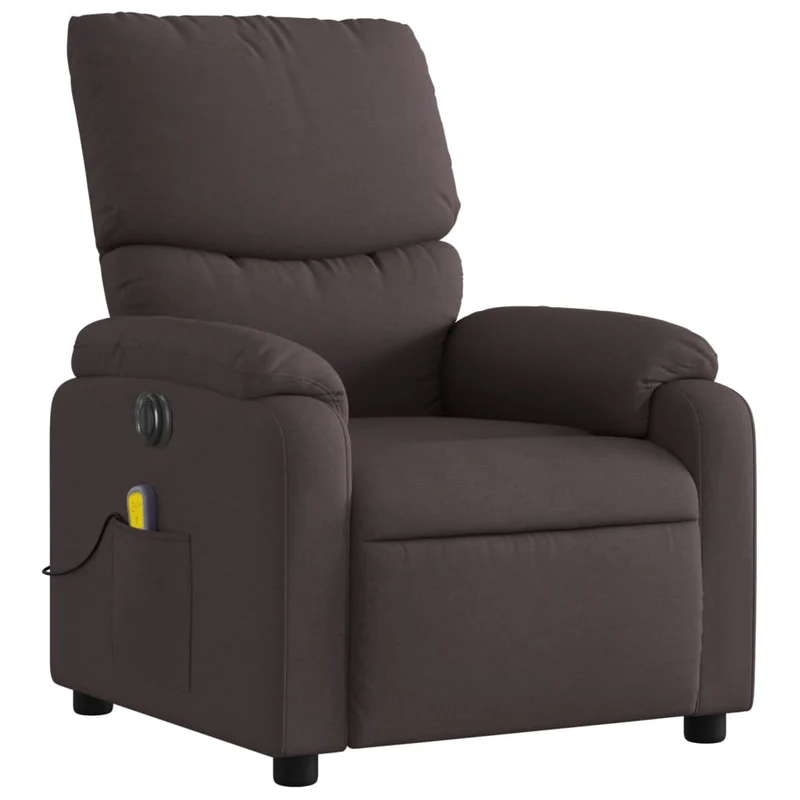 Fauteuil de relaxation TV fonction massage inclinable électrique en tissu marron foncé DEC027194