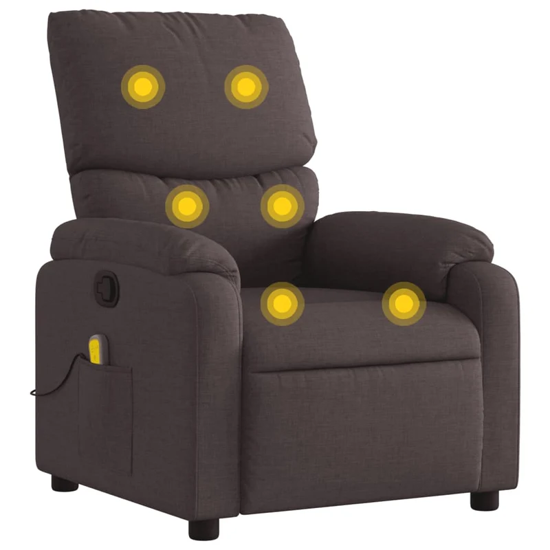 Fauteuil de relaxation TV fonction d'inclinaison manuelle en tissu marron foncé DEC026988