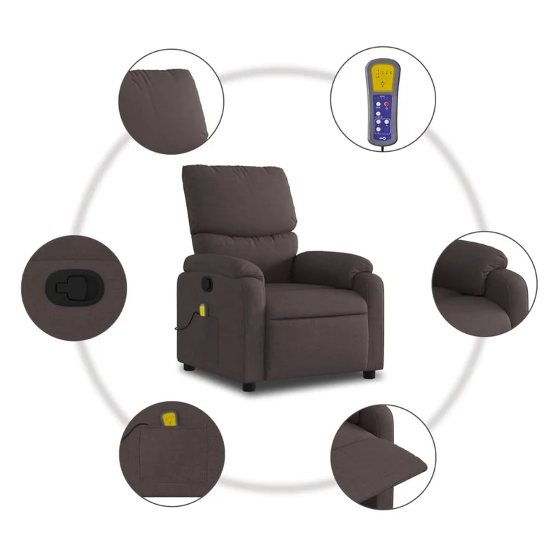 Fauteuil de relaxation TV fonction d'inclinaison manuelle en tissu marron foncé DEC026988