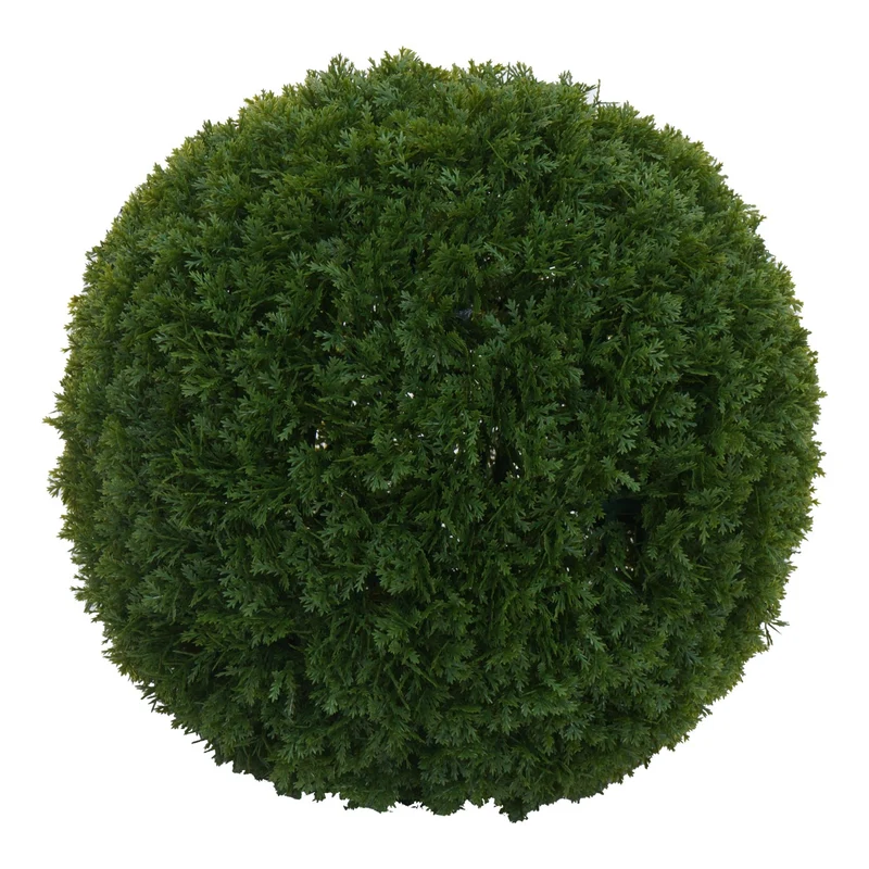 Buisson artificiel Ø 32 cm en polyéthylène boule de thuya taillée plante décorative pour intérieur et extérieur résistante aux UV et aux intempéries 04_0009186