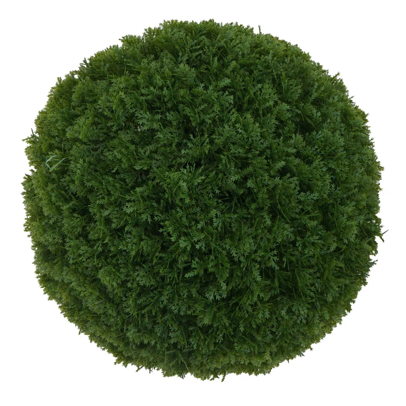 Buisson artificiel Ø 32 cm en polyéthylène boule de thuya taillée plante décorative pour intérieur et extérieur résistante aux UV et aux intempéries 04_0009186