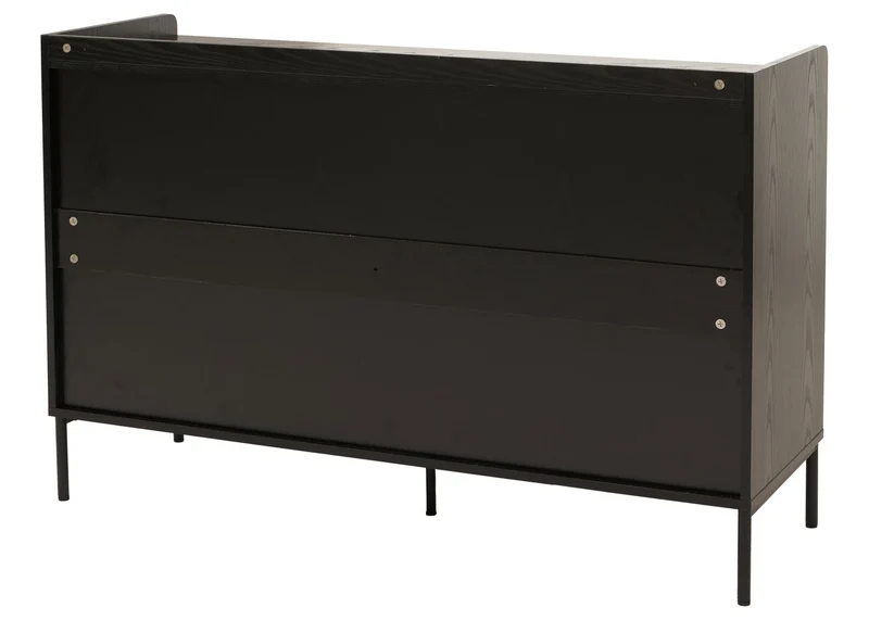 Commode avec 6 tiroirs style moderne à lamelles 80x120x44 cm en MDF mélaminé structure acier finition bois noir design lamelles 04_0009431