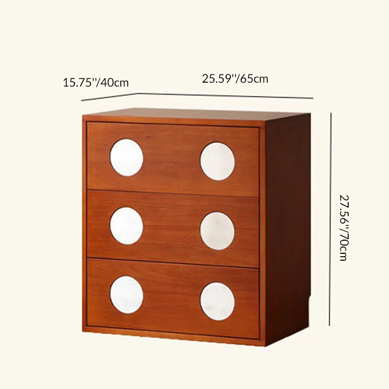 Contemporary Retro Cuboid Metal Pine Wood Plywood Storage Cabinet 3-Drawer For Bedroom