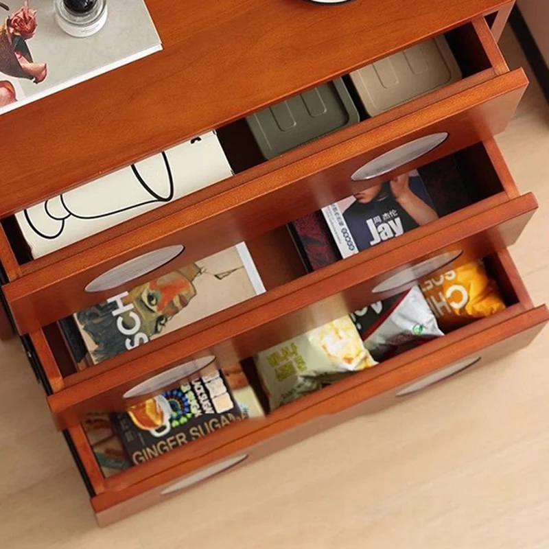 Contemporary Retro Cuboid Metal Pine Wood Plywood Storage Cabinet 3-Drawer For Bedroom