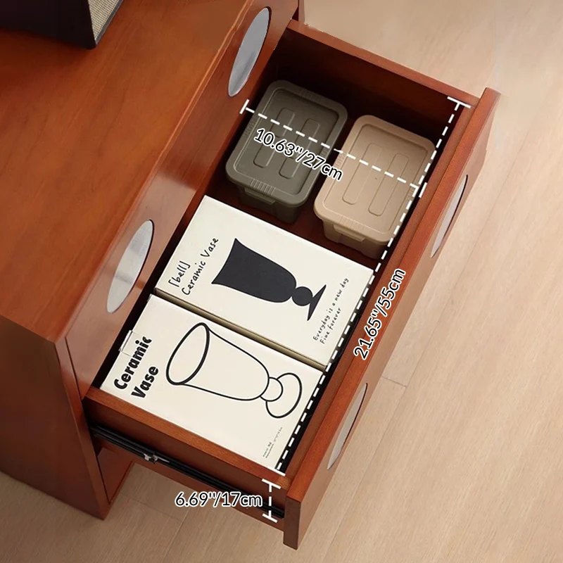 Contemporary Retro Cuboid Metal Pine Wood Plywood Storage Cabinet 3-Drawer For Bedroom