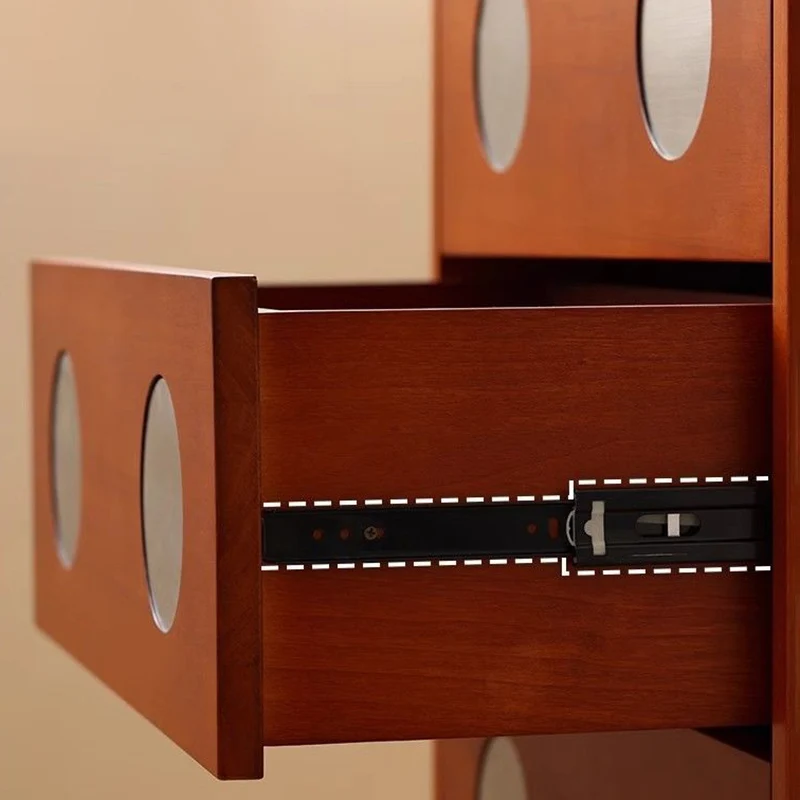 Contemporary Retro Cuboid Metal Pine Wood Plywood Storage Cabinet 3-Drawer For Bedroom