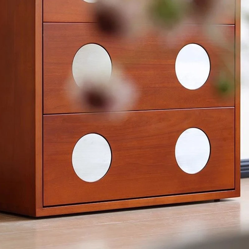 Contemporary Retro Cuboid Metal Pine Wood Plywood Storage Cabinet 3-Drawer For Bedroom