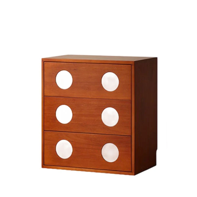 Contemporary Retro Cuboid Metal Pine Wood Plywood Storage Cabinet 3-Drawer For Bedroom