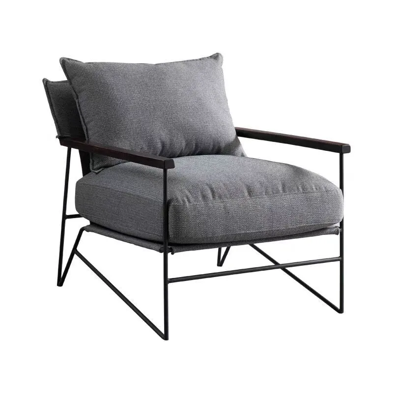 Contemporary Luxury Saddle-Style Faux Leather Velvet Metal Accent Chair Backrest Armrest For Living Room