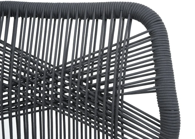 Lot de 2 tabourets de bar style moderne intérieur et extérieur en métal anthracite et tressage corde coussins gris clair 04_0009638