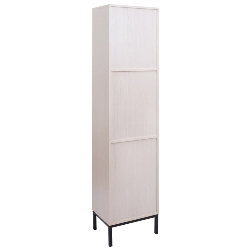 Colonne de salle de bain avec panier à linge intégré 2 portes Soft-Close 174x39x30 cm en MDF mélaminé aspect bois beige 04_0009217