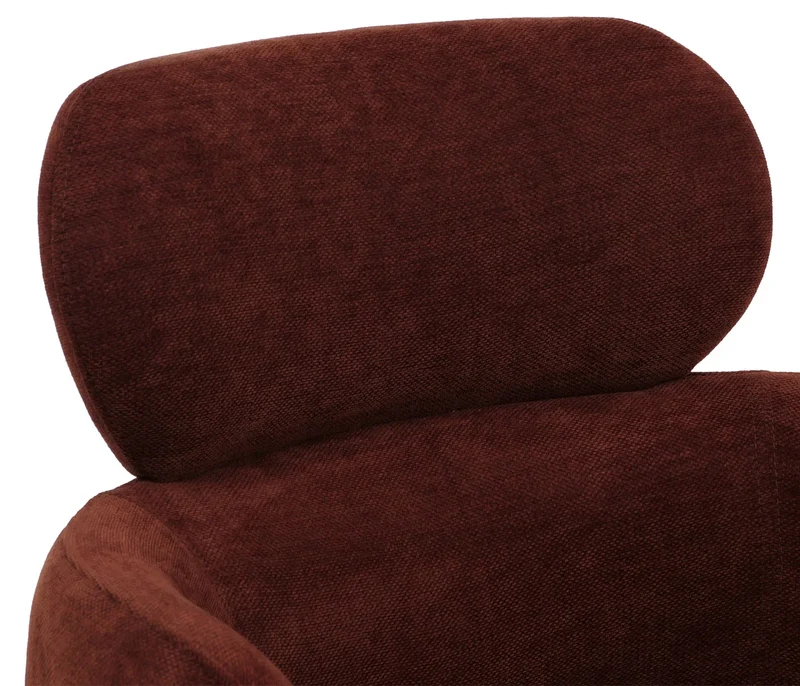 Chaise de salle à manger pivotante fonction Auto-Return 360° en tissu chenille rouge brun piètement métal 04_0009367