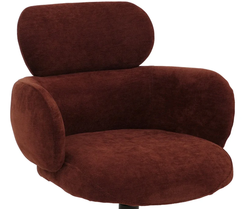 Chaise de salle à manger pivotante fonction Auto-Return 360° en tissu chenille rouge brun piètement métal 04_0009367