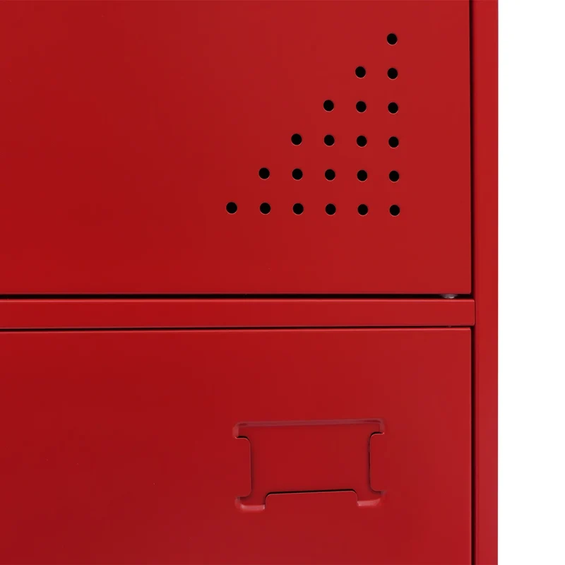 Vestiaire métallique 3 portes serrure avec clés porte-étiquettes et aérations 90x38x45 cm en acier laminé à froid rouge 04_0008939