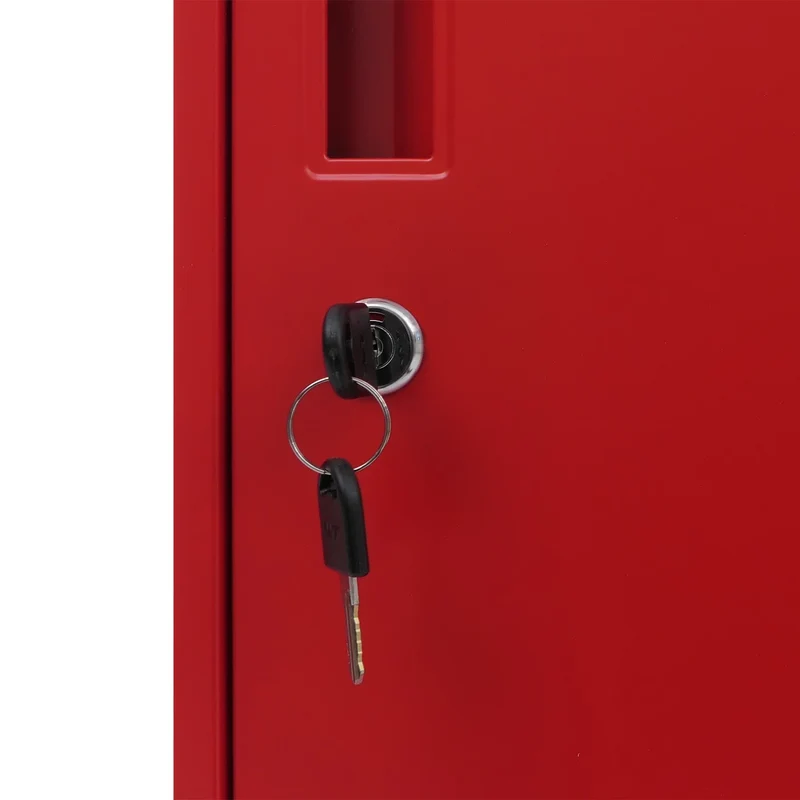 Vestiaire métallique 3 portes serrure avec clés porte-étiquettes et aérations 90x38x45 cm en acier laminé à froid rouge 04_0008939